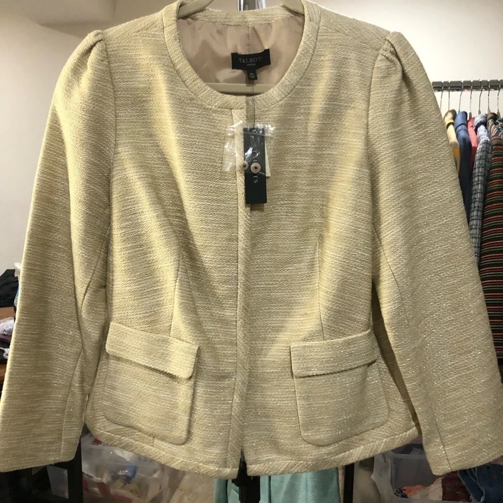 Talbots Petites Gold Tweed Jacket – Size 14P – NWT - Picture 2 of 9